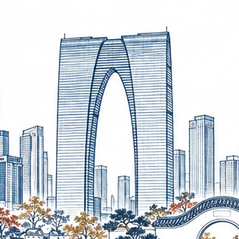 苏州地标线稿